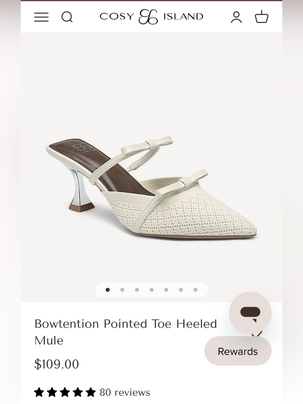 Bowtention Pointed Toe Heeled Mule — Cream
